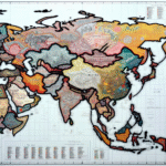 Map of Asia with country borders highlighted, emphasizing visa requirements.